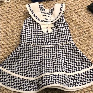 Blue & white houndstooth dress/ coat 18 mo